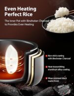 Toshiba Mini Rice Cooker, 3 Cups Uncooked Small Rice Cooker, Steamer & Warmer, With Fuzzy Logic And One-Touch Cooking, 24 Hour Delay Timer And Auto Keep Warm Feature - Image 4