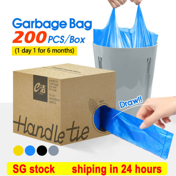 [✅SG Ready Stock][200pcs/box*4]Thicken Disposable Garbage Bag Trash Bags Breakpoint Kitchen Cleaning Bag Rubbish Bag Plastic Waste Bag Not Easy To Break